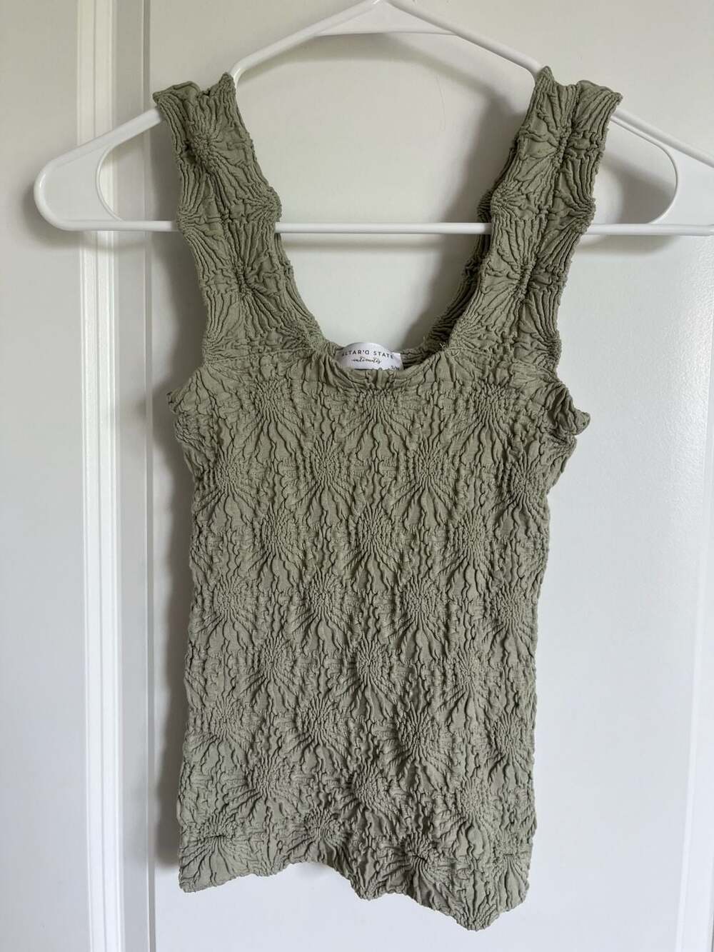 Altar'd State Intimates Sage Green Popcorn Texture Sleeveless Tank Top